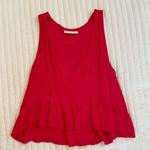 Red Deep V-Neck Cropped Tank Top